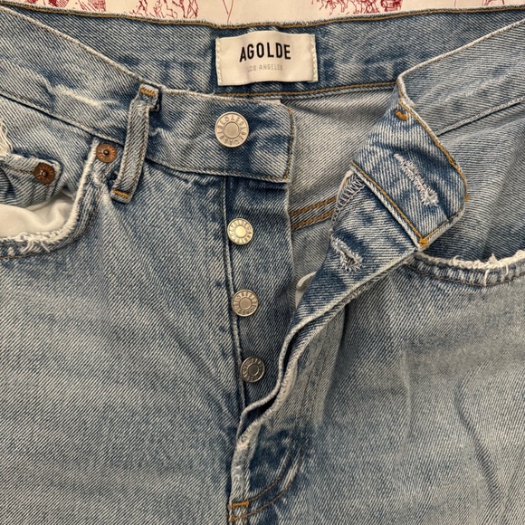 Agolde High Rise Light Blue Distressed Jeans - Picture 2 of 4